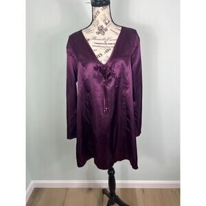 Dark Purple Deep V-Neck Long Sleeve Tunic